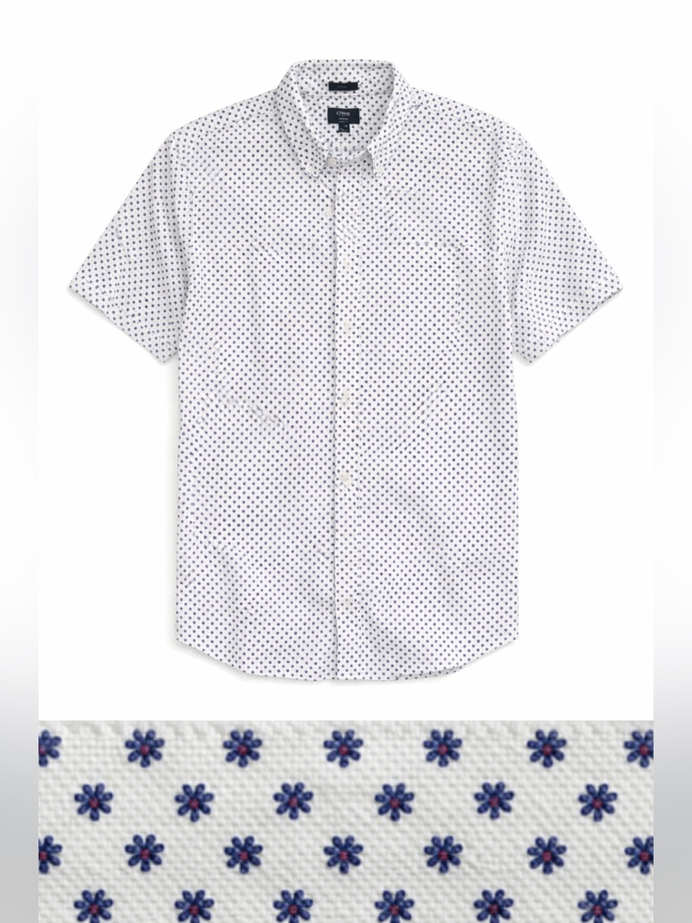 J. Crew Slim Fit Oxford Short Sleeve Button Up Shirt White Red Blue Floral XL